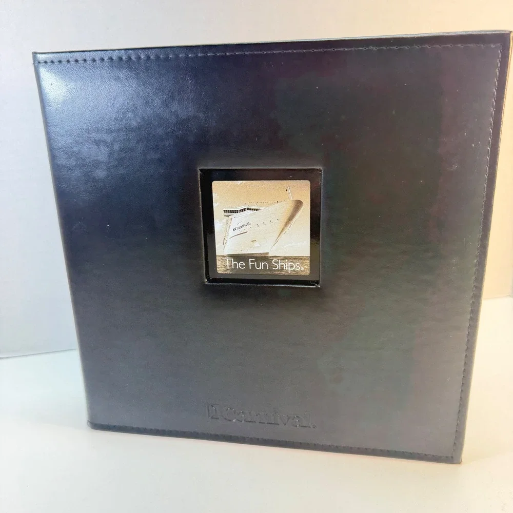 Carnival Photo Album Black The Fun‎ Ships Cruise Souvenir Faux Leather Frame